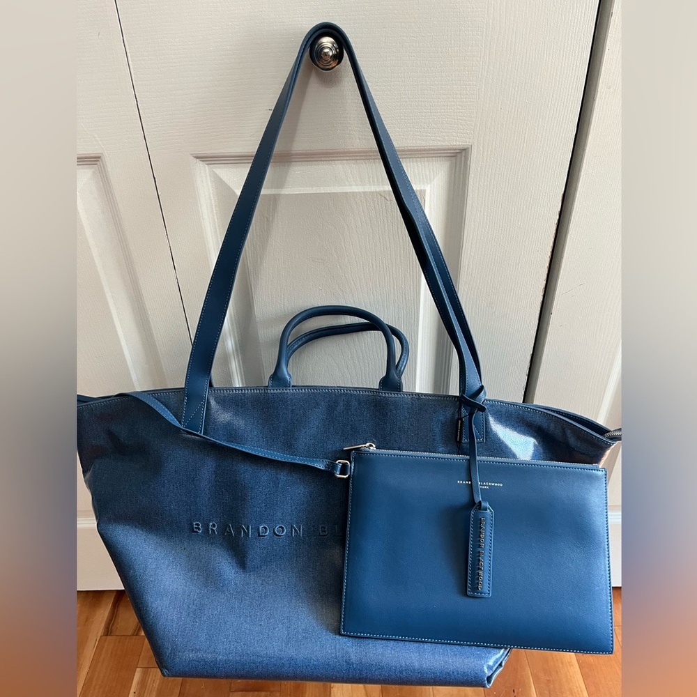 Brandon Blackwood Everyday tote waxed denim canvas - HUGE. NWT